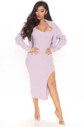 Blakely Sweater Midi Dress Set - Lavender