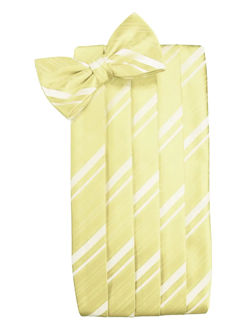 Canary Yellow Striped Satin Cummerbund Set