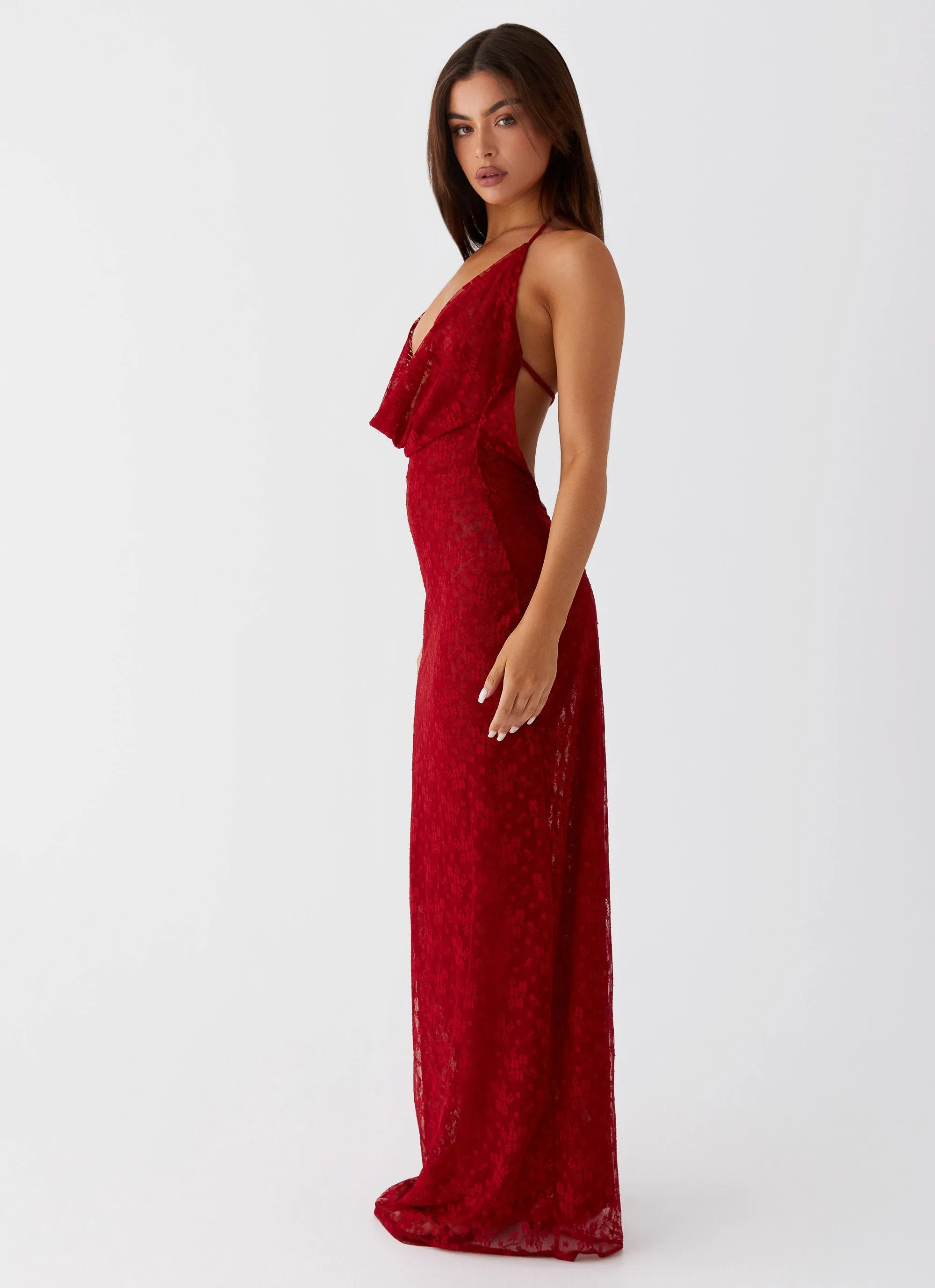 Champagne Coastline Maxi Dress - Dark Red