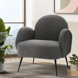 Charcoal Boucle Sherpa Armchair with Steel Legs - Artiss