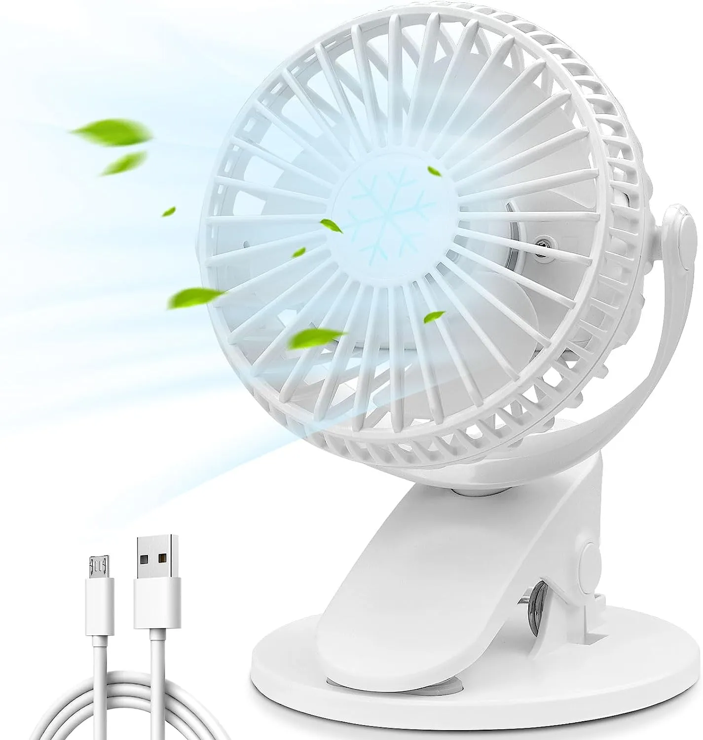 Clip-on and Desktop Cooling Fan - ideal for your sewing space - rechargeable by USB, desktop and clip on