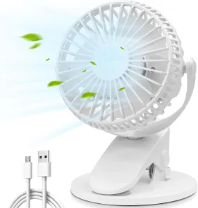 Clip-on and Desktop Cooling Fan - ideal for your sewing space - rechargeable by USB, desktop and clip on