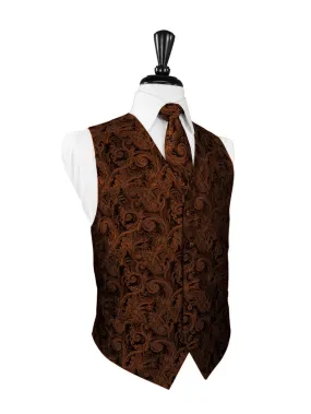 Cognac Tapestry Tuxedo Vest and Tie Set