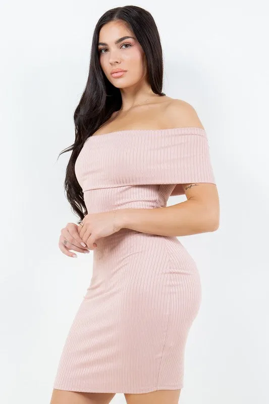 Cold Shoulder Ribbed Knit Bodycon Dress