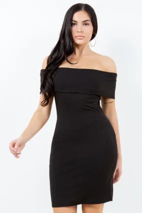 Cold Shoulder Ribbed Knit Bodycon Dress