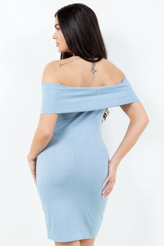 Cold Shoulder Ribbed Knit Bodycon Dress