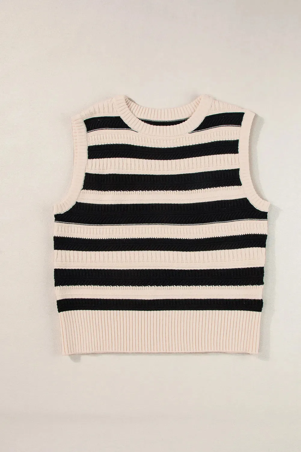 Color Block Round Neck Sweater Vest