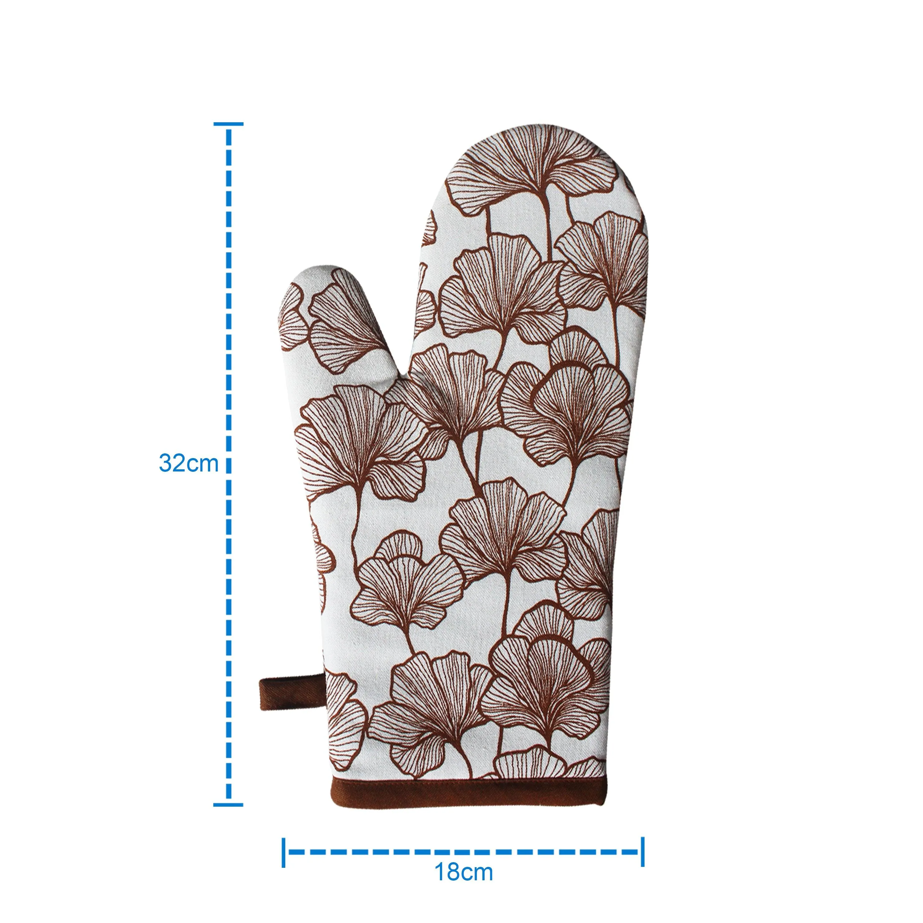 Cotton Single Leaf Brown Oven Gloves Pack Of 2