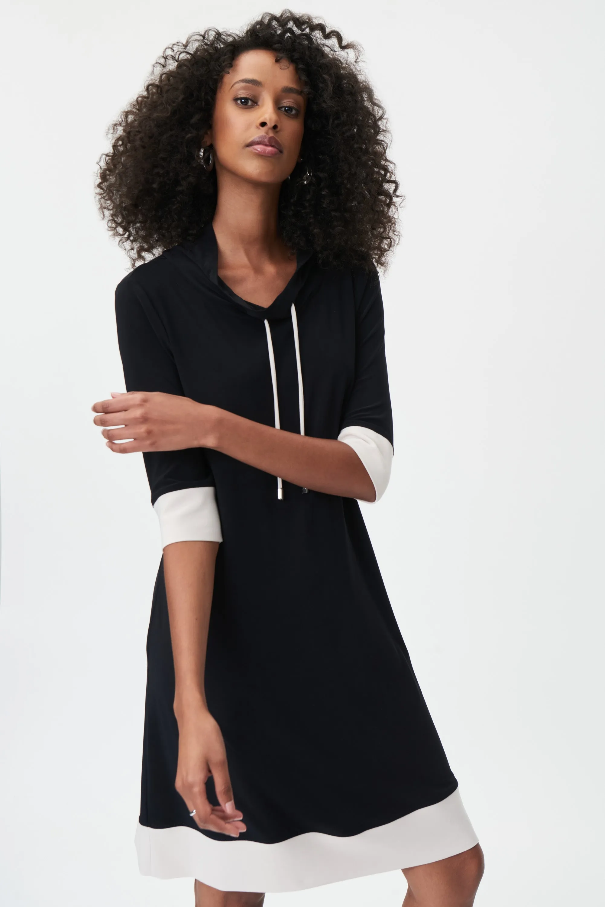 COWL DRESS WITH CONTRAST