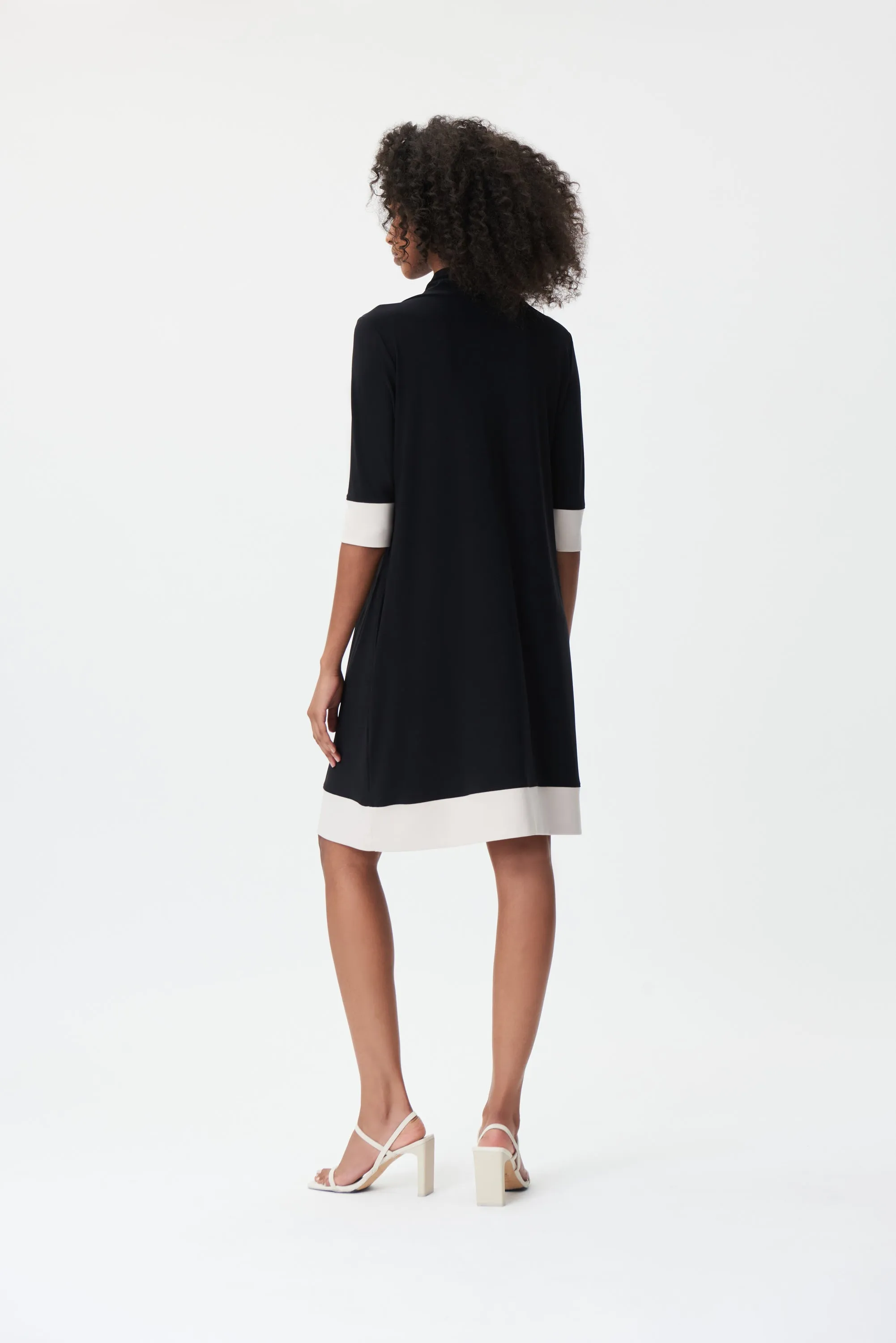 COWL DRESS WITH CONTRAST