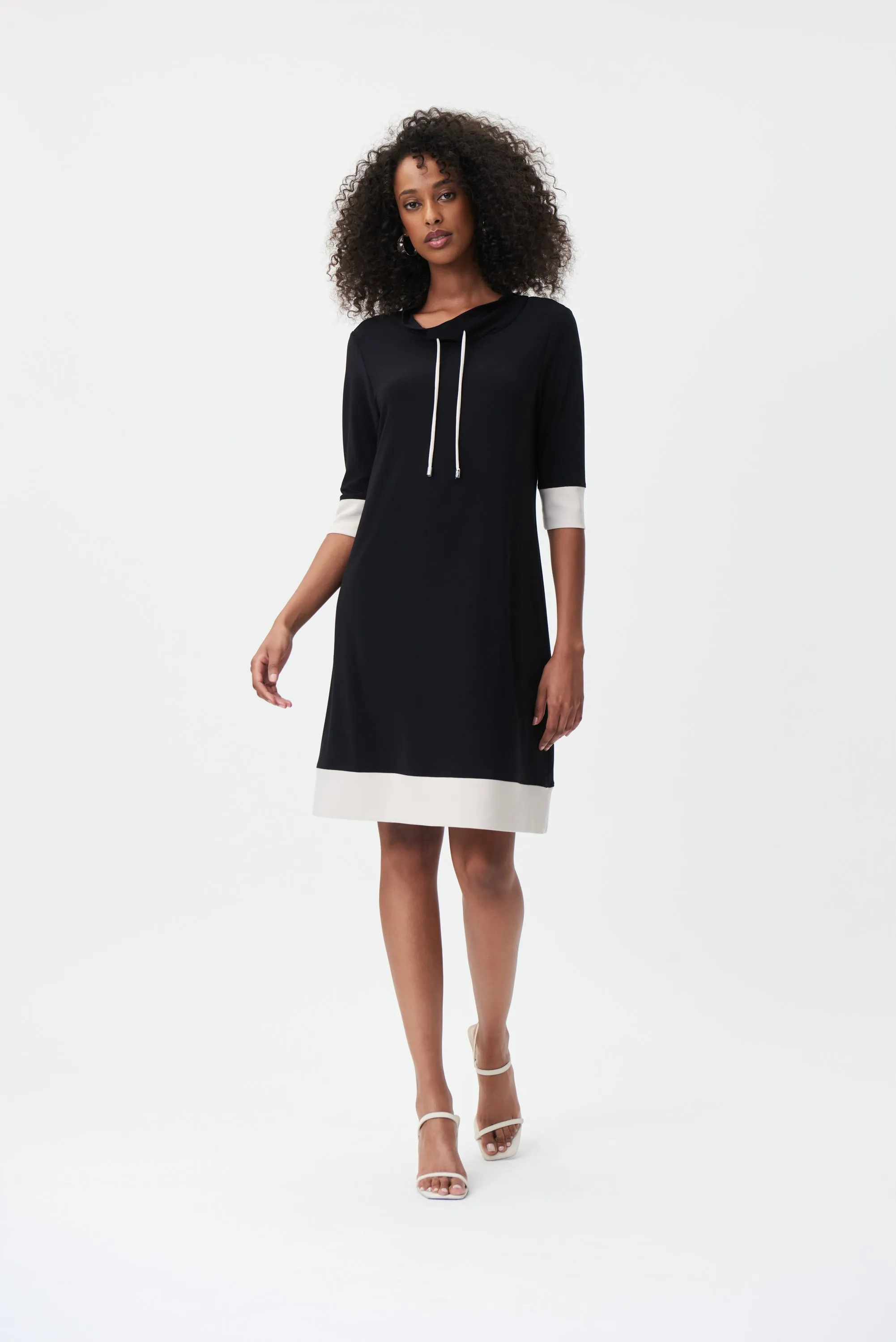 COWL DRESS WITH CONTRAST