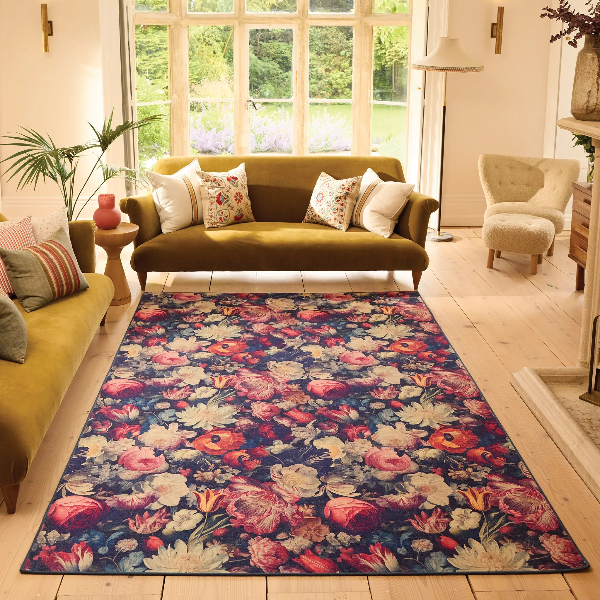 Dark Florals Eco-Washable Rug