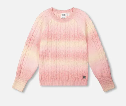 Deux Par Deux Pink Cable Knit Sweater