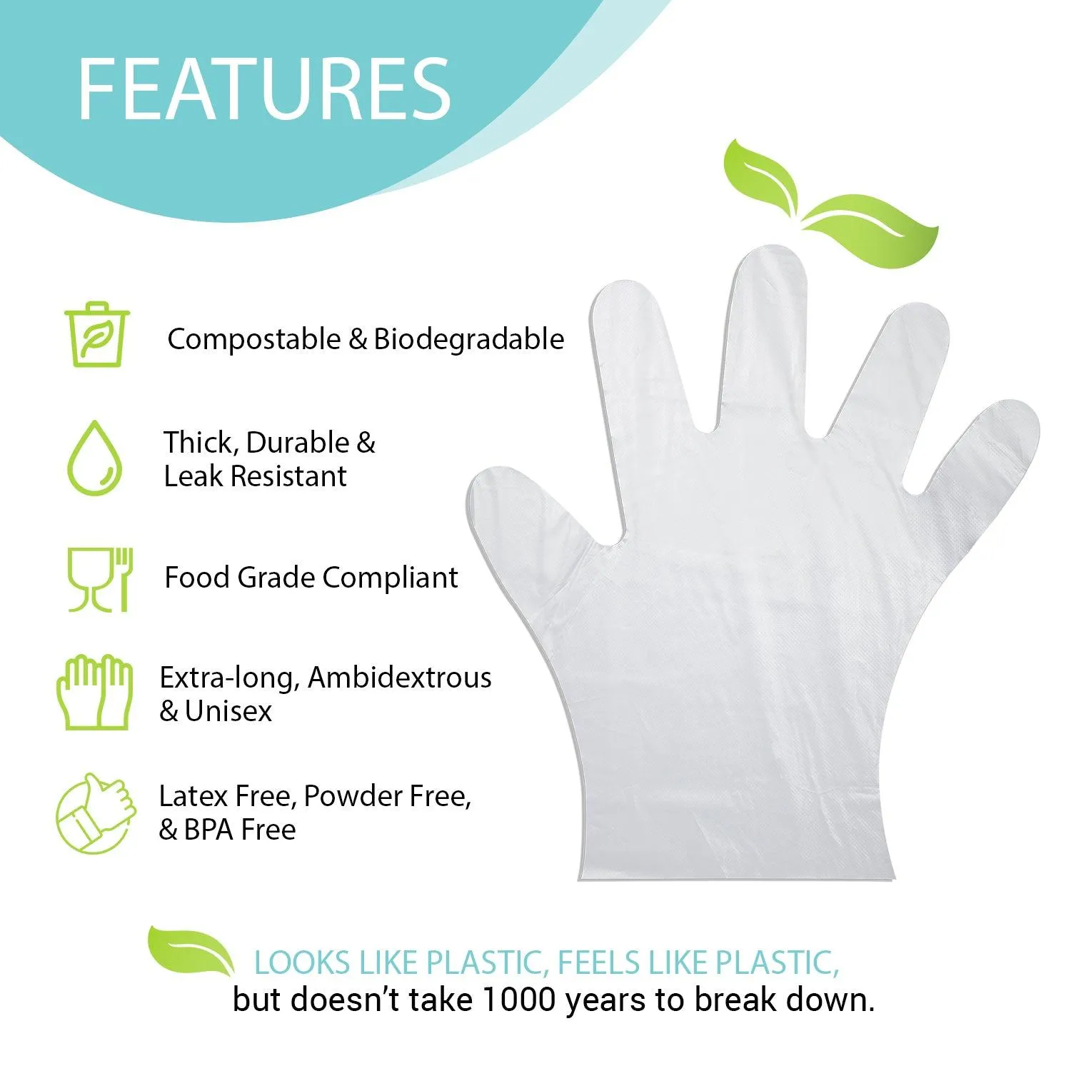 Disposable Eco-Friendly Compostable Gloves - 5 Pack