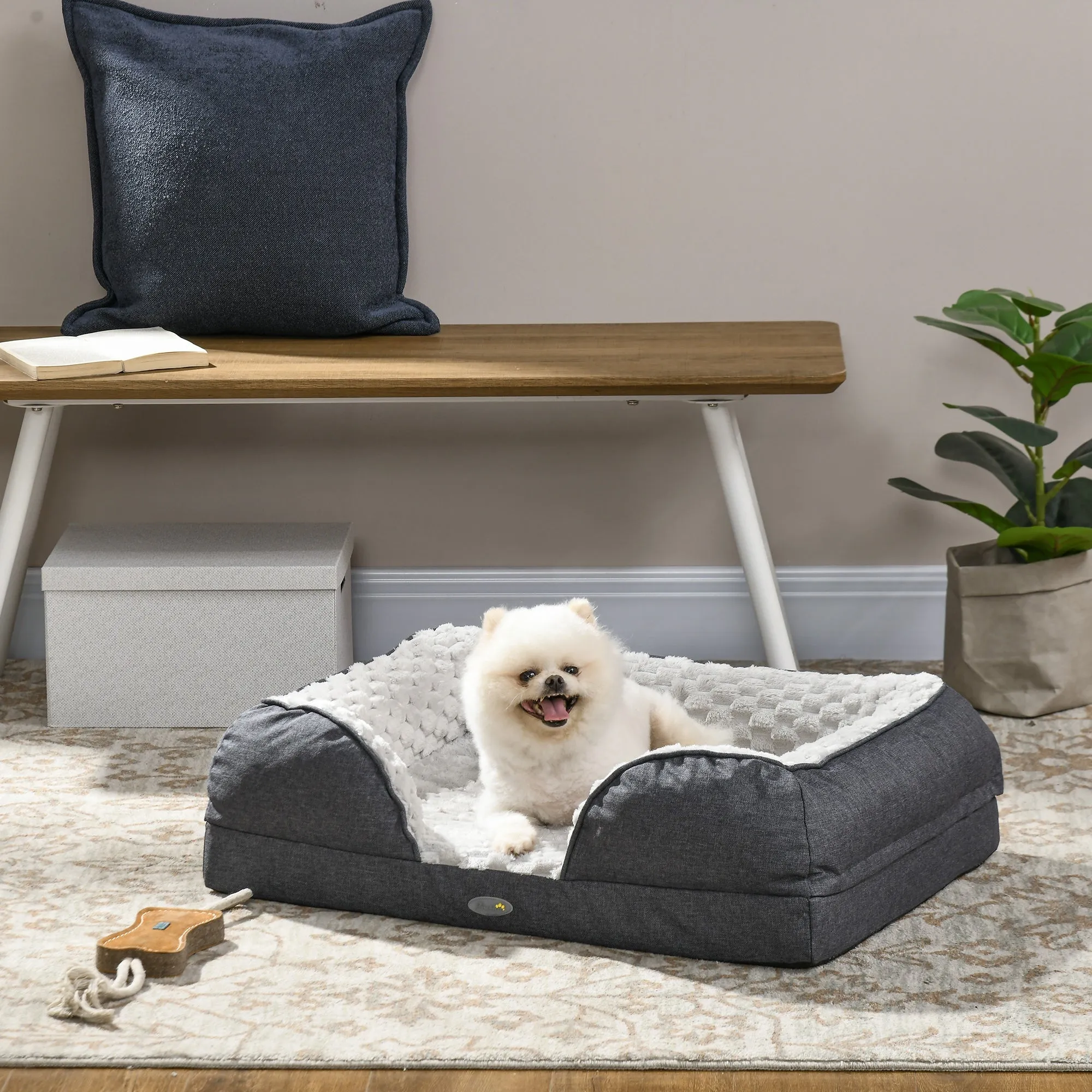 Dog Bed Calming Pet Bed Dog Mattress for Small Dogs - Charcoal Grey