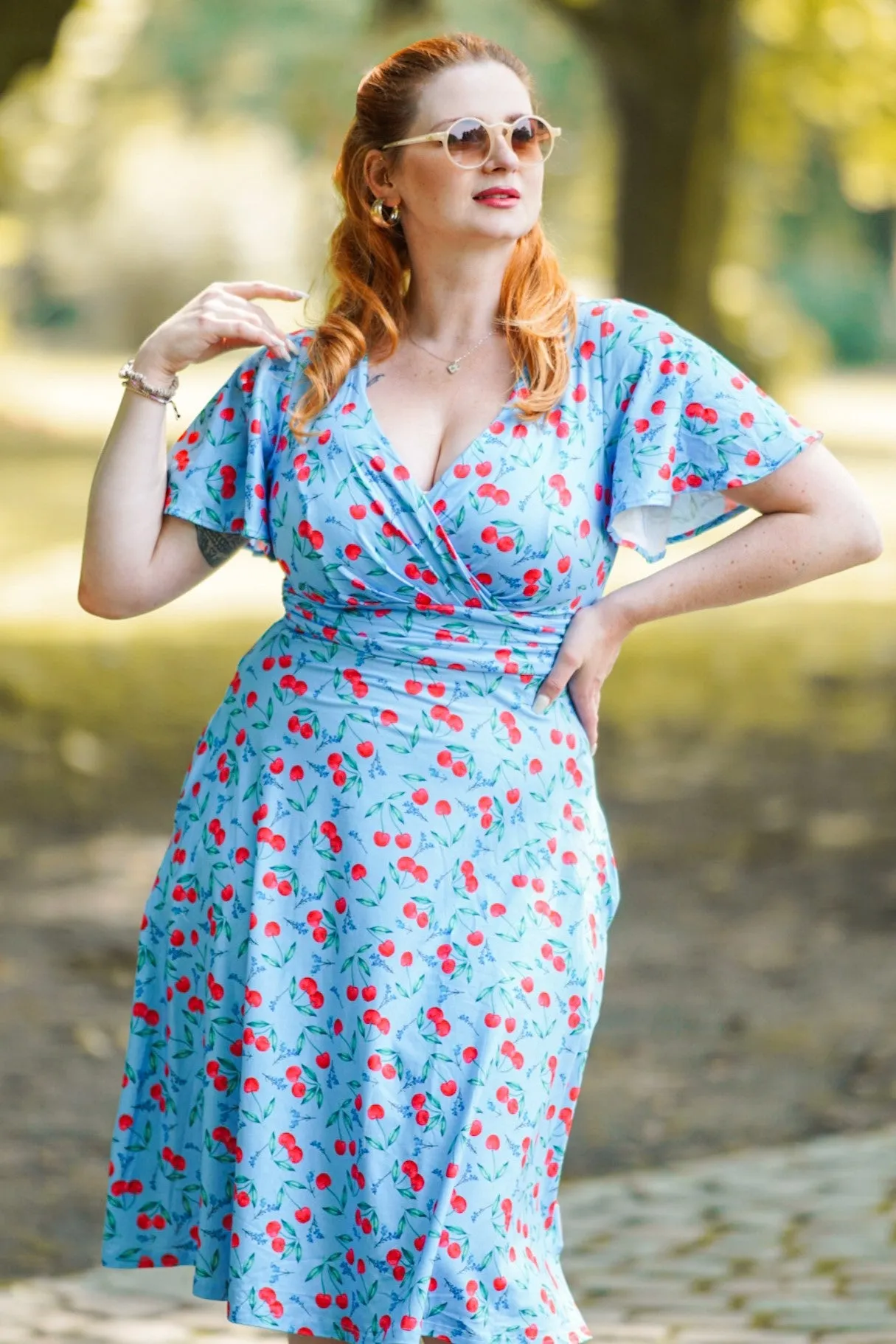 Donna Blue Cherry Summer Tea Dress