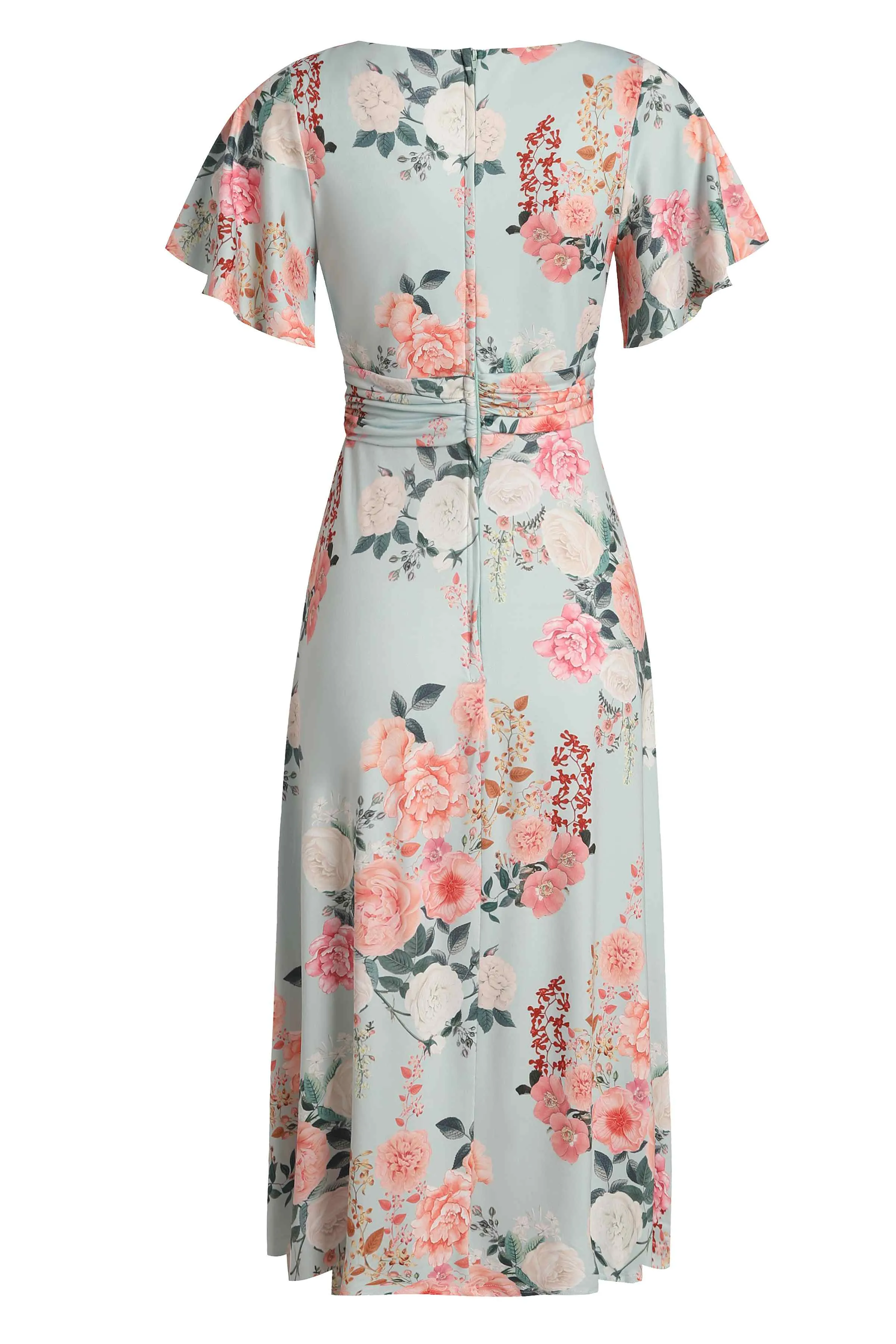 Donna Crossover Bust Mint Green Floral Dress