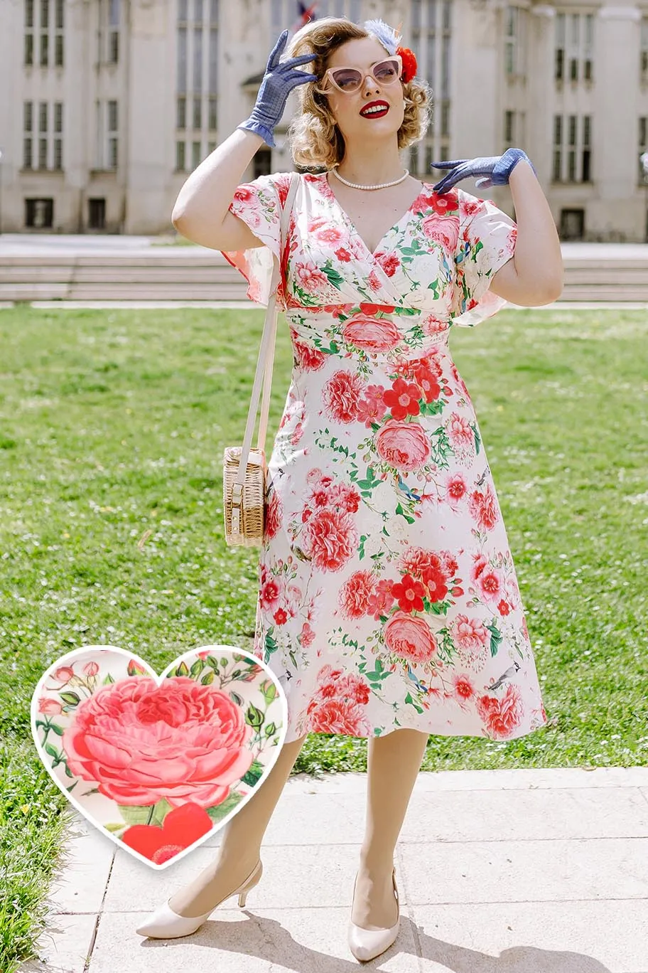 Donna Crossover Bust Pink Floral Dress