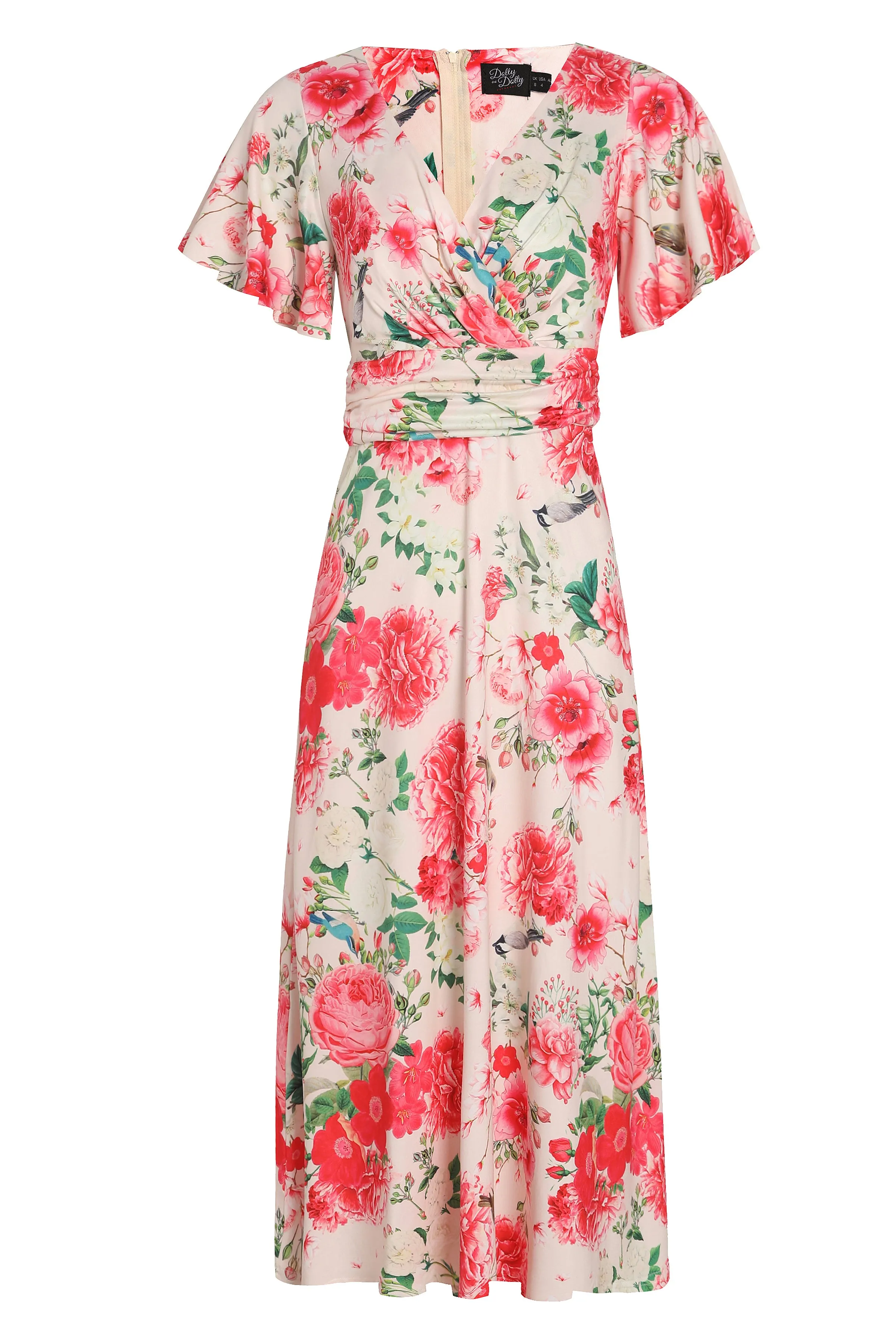 Donna Crossover Bust Pink Floral Dress