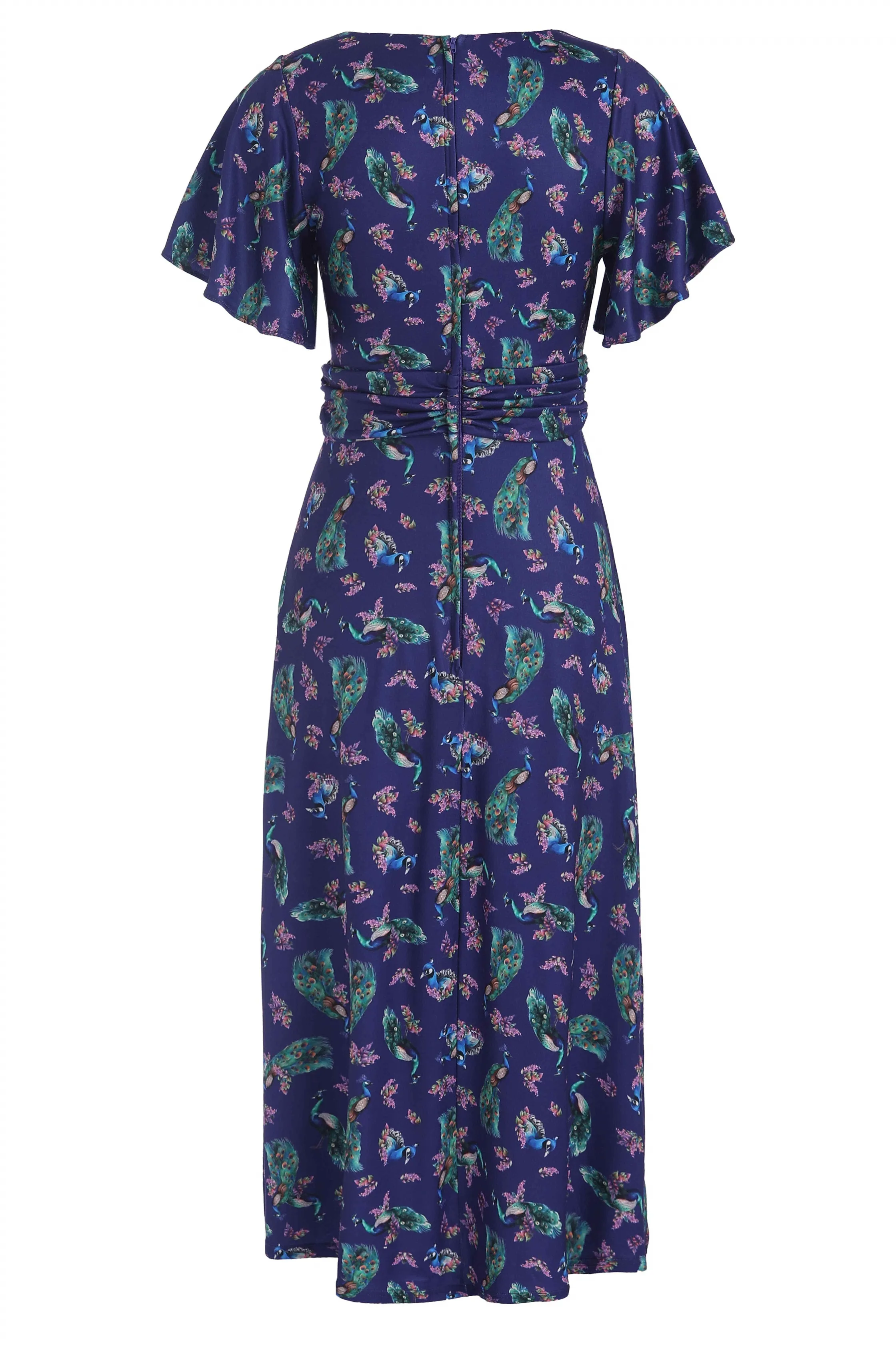 Donna Crossover Bust Purple Peacock Dress