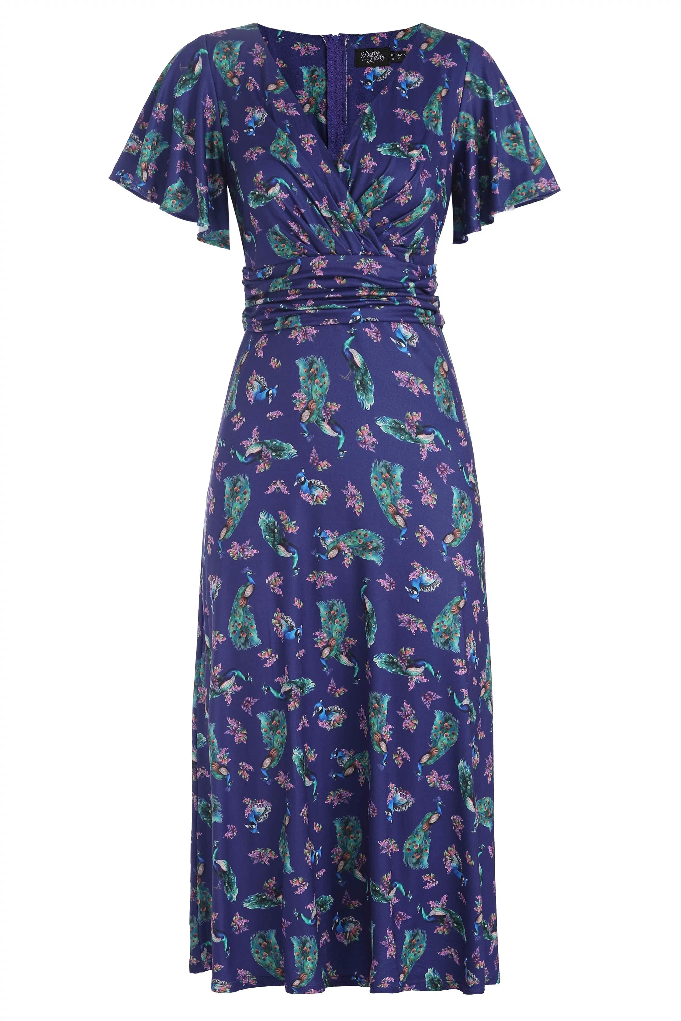 Donna Crossover Bust Purple Peacock Dress