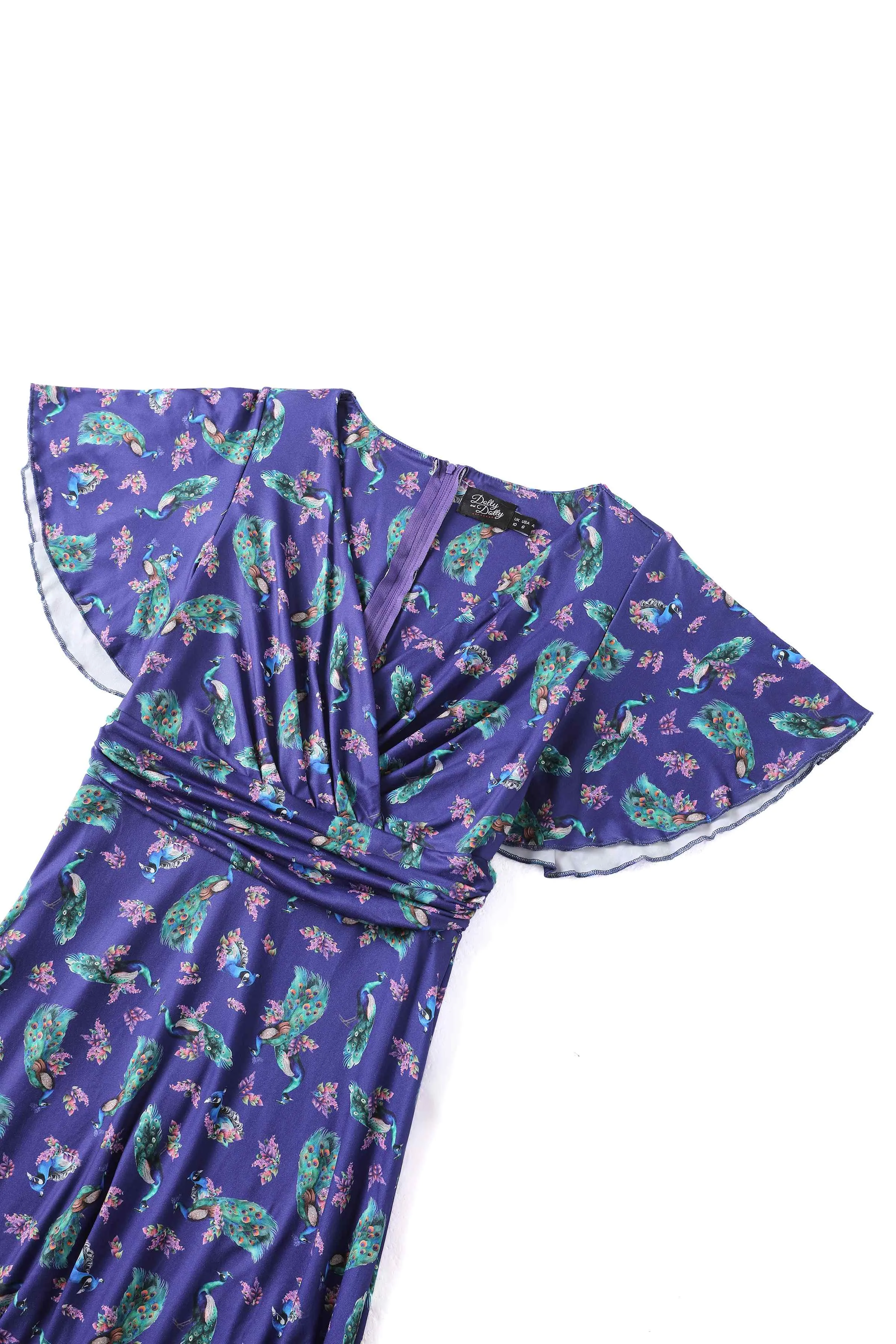 Donna Crossover Bust Purple Peacock Dress