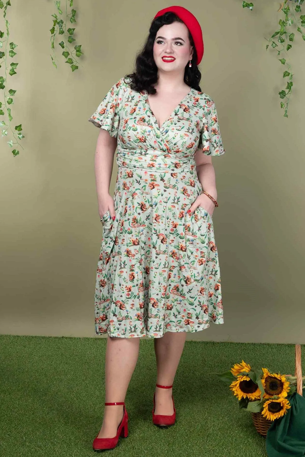 Donna Green Squirrel Woodland Tea Dress