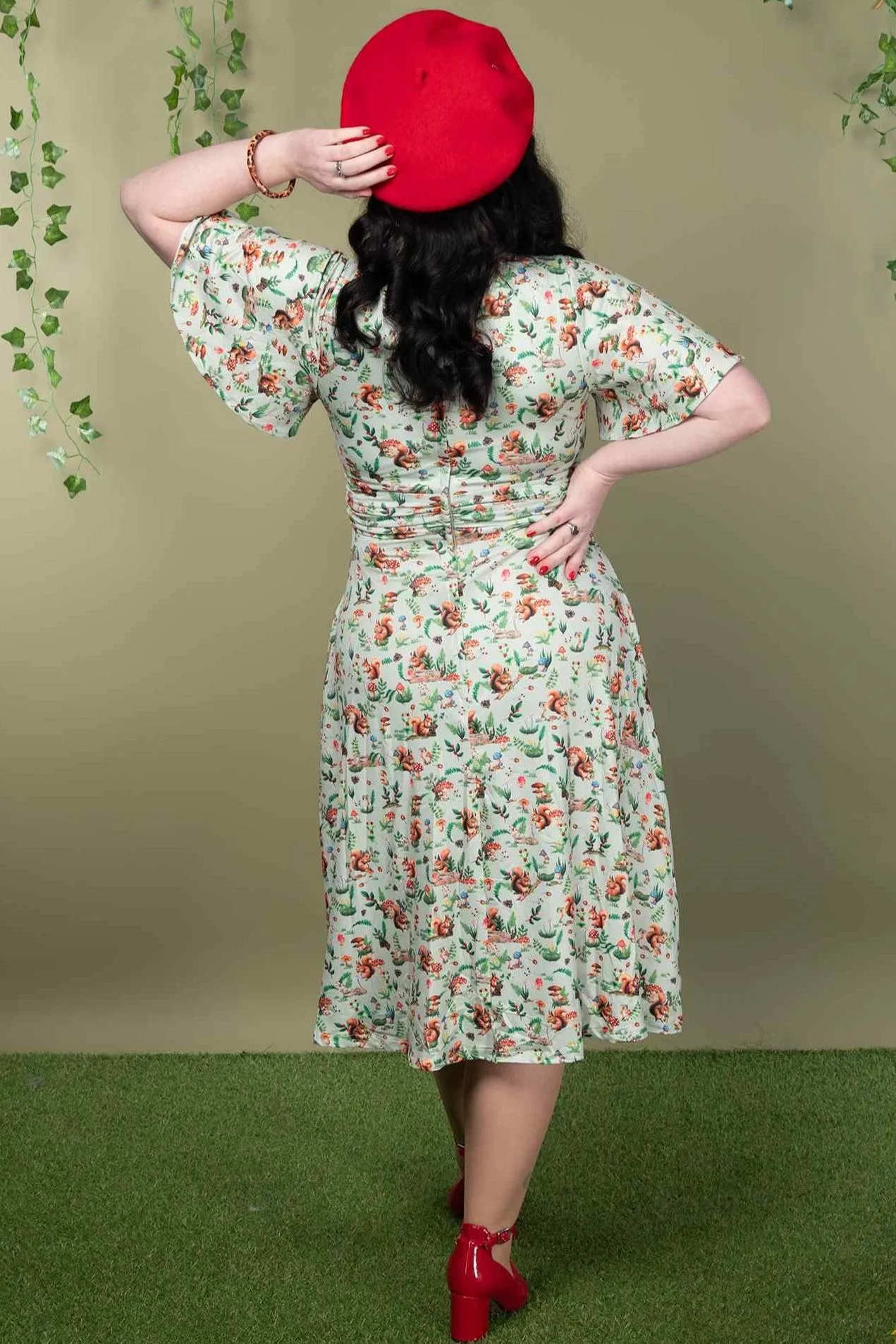 Donna Green Squirrel Woodland Tea Dress