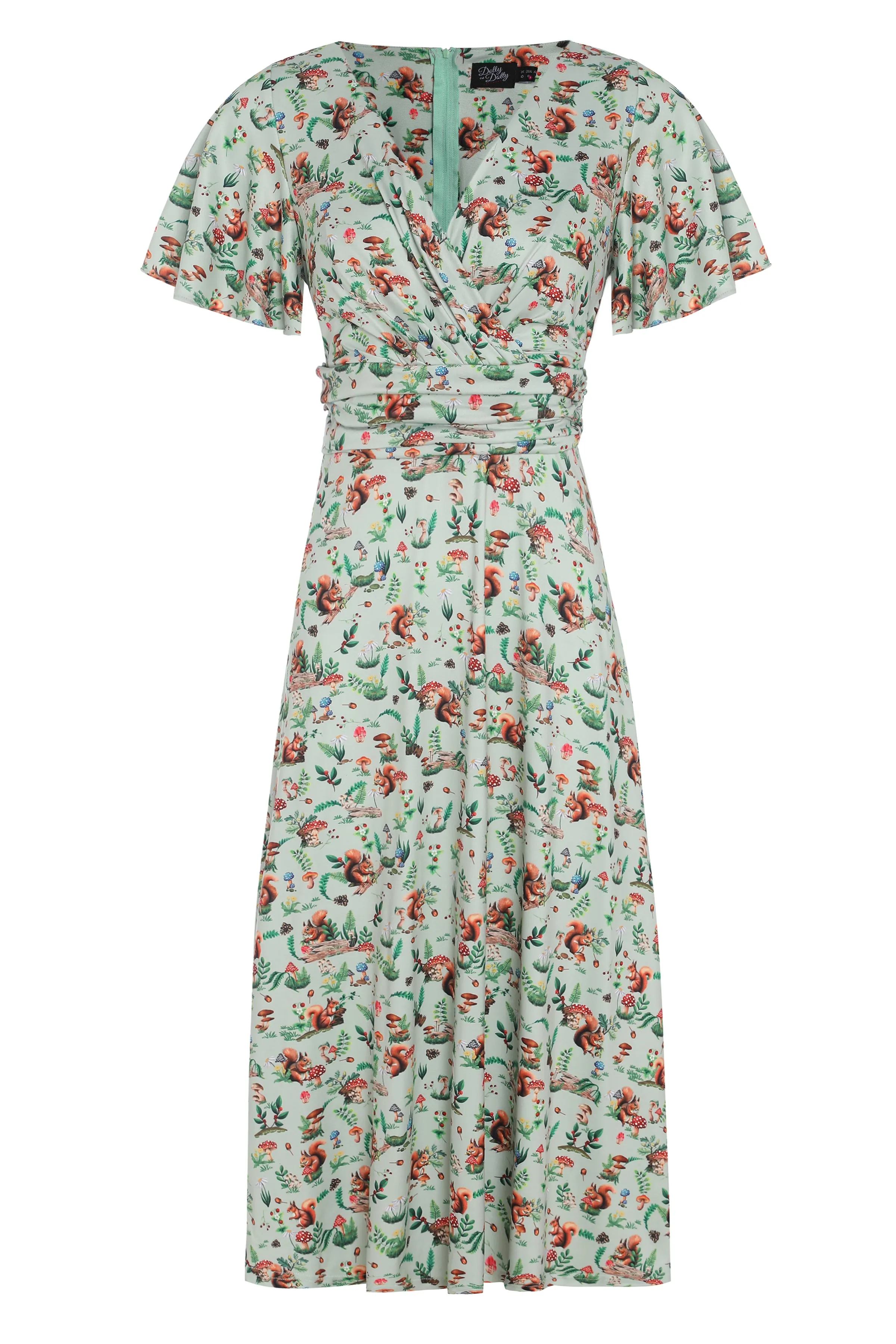 Donna Green Squirrel Woodland Tea Dress