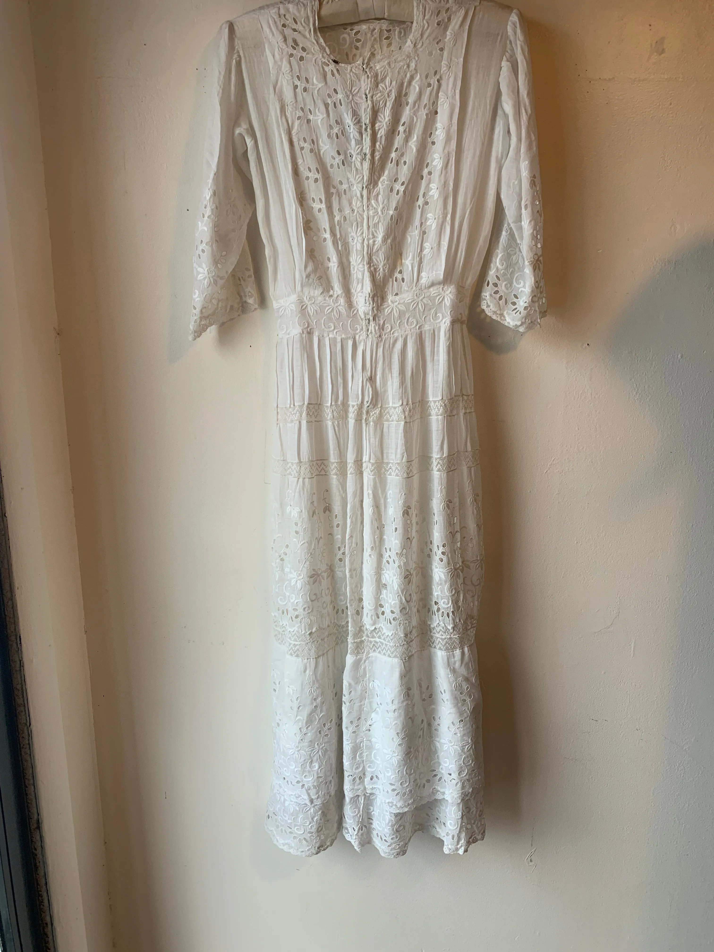 Edwardian Cotton & Lace Lawn Dress (XS)