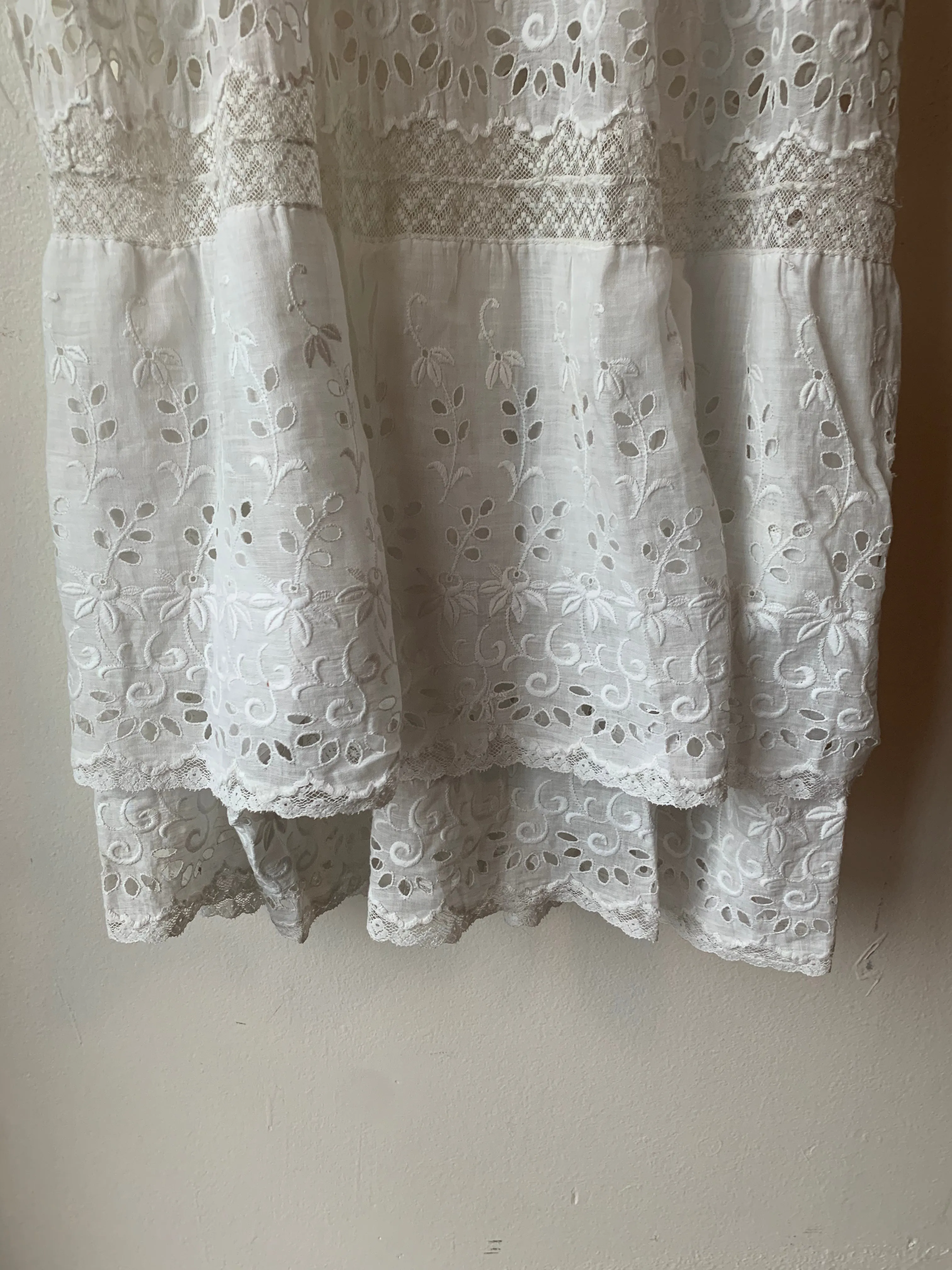 Edwardian Cotton & Lace Lawn Dress (XS)