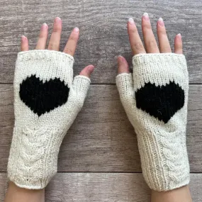 Ella Sussman - Alpaca Cable Fingerless Gloves (White)