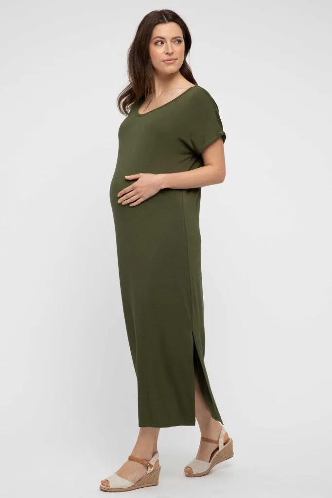 Elsie Maternity Dress - Dark Olive