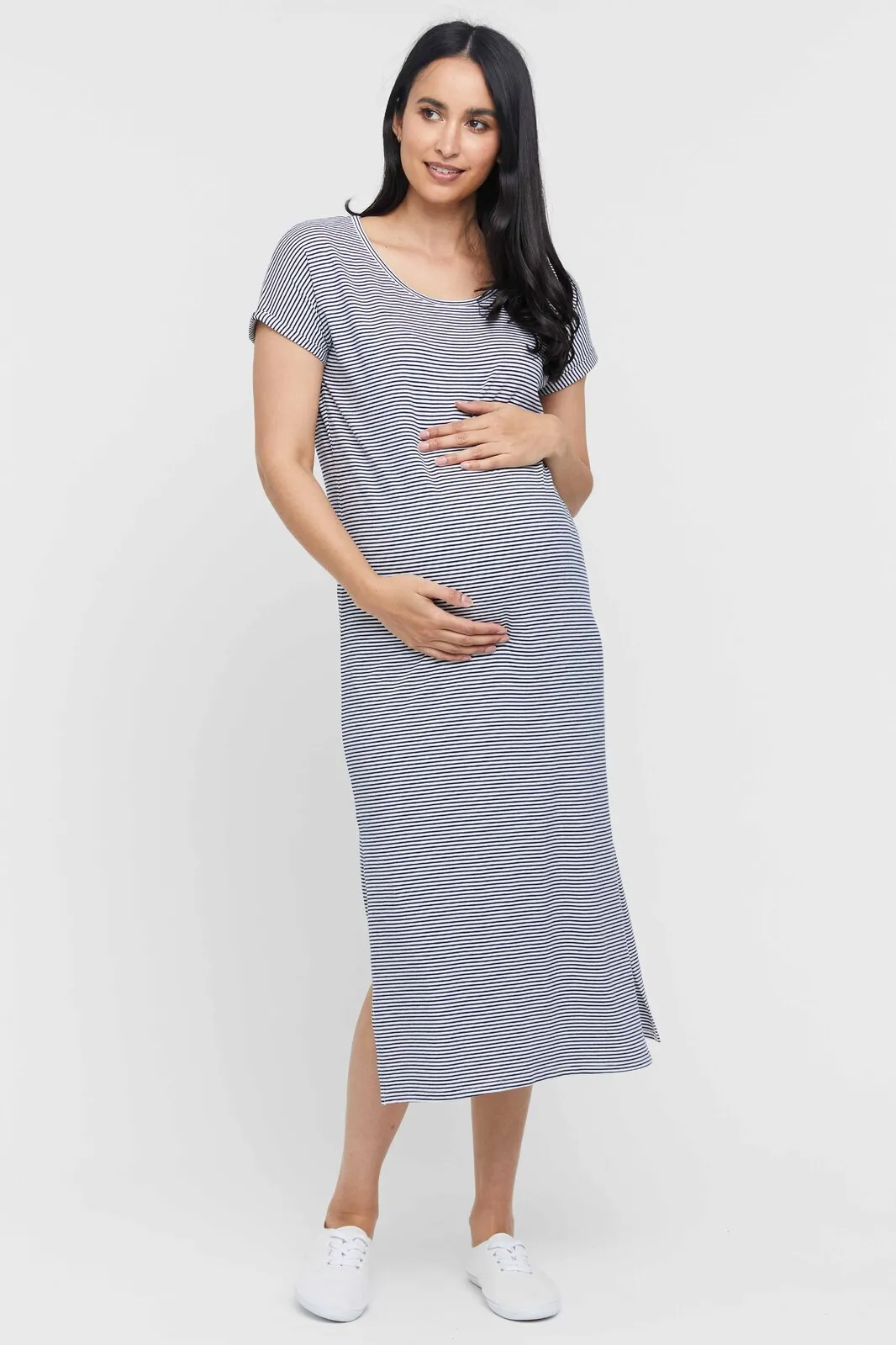 Elsie Maternity Dress - Thin Stripe