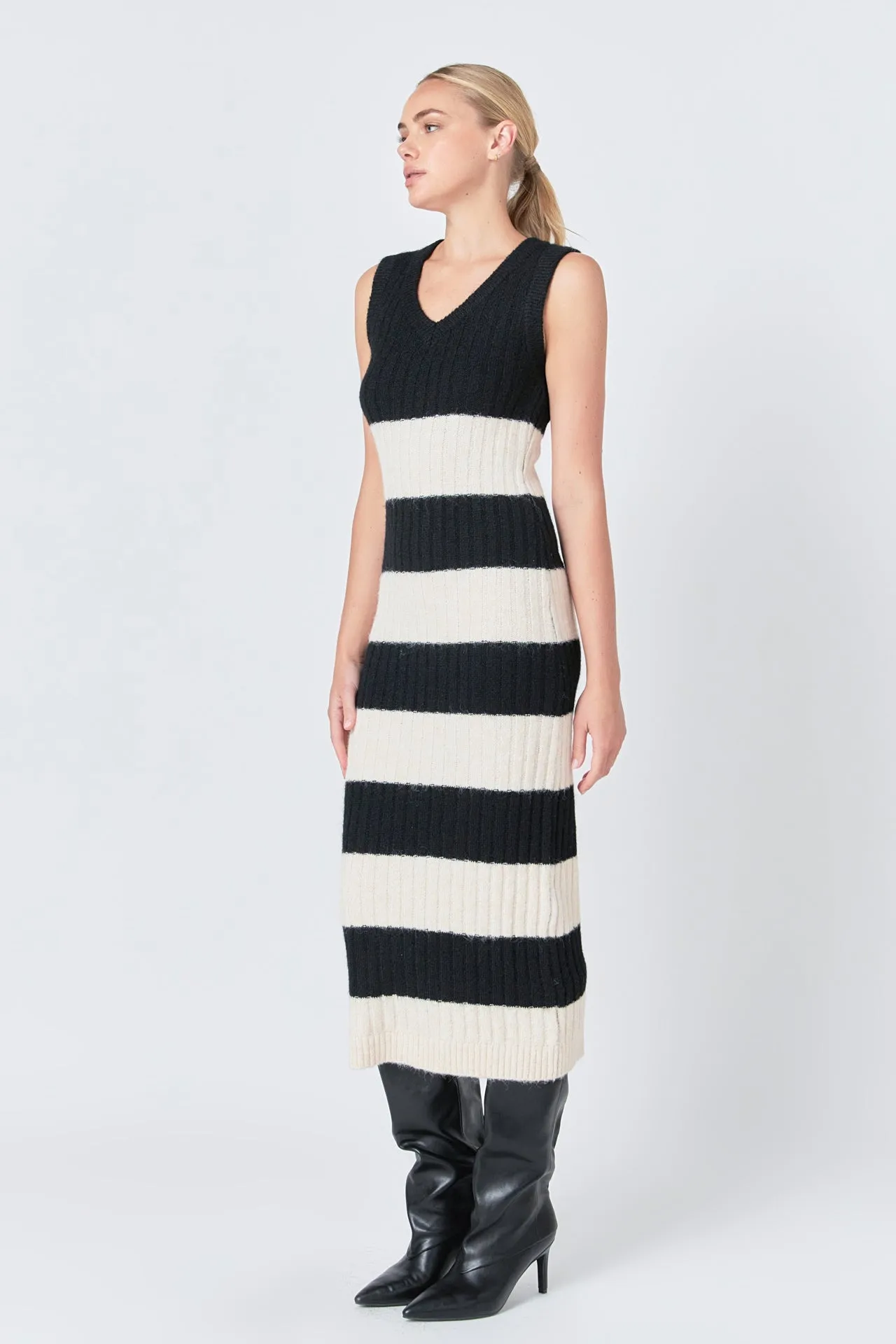 Endless Rose - Striped Knit Midi Dress