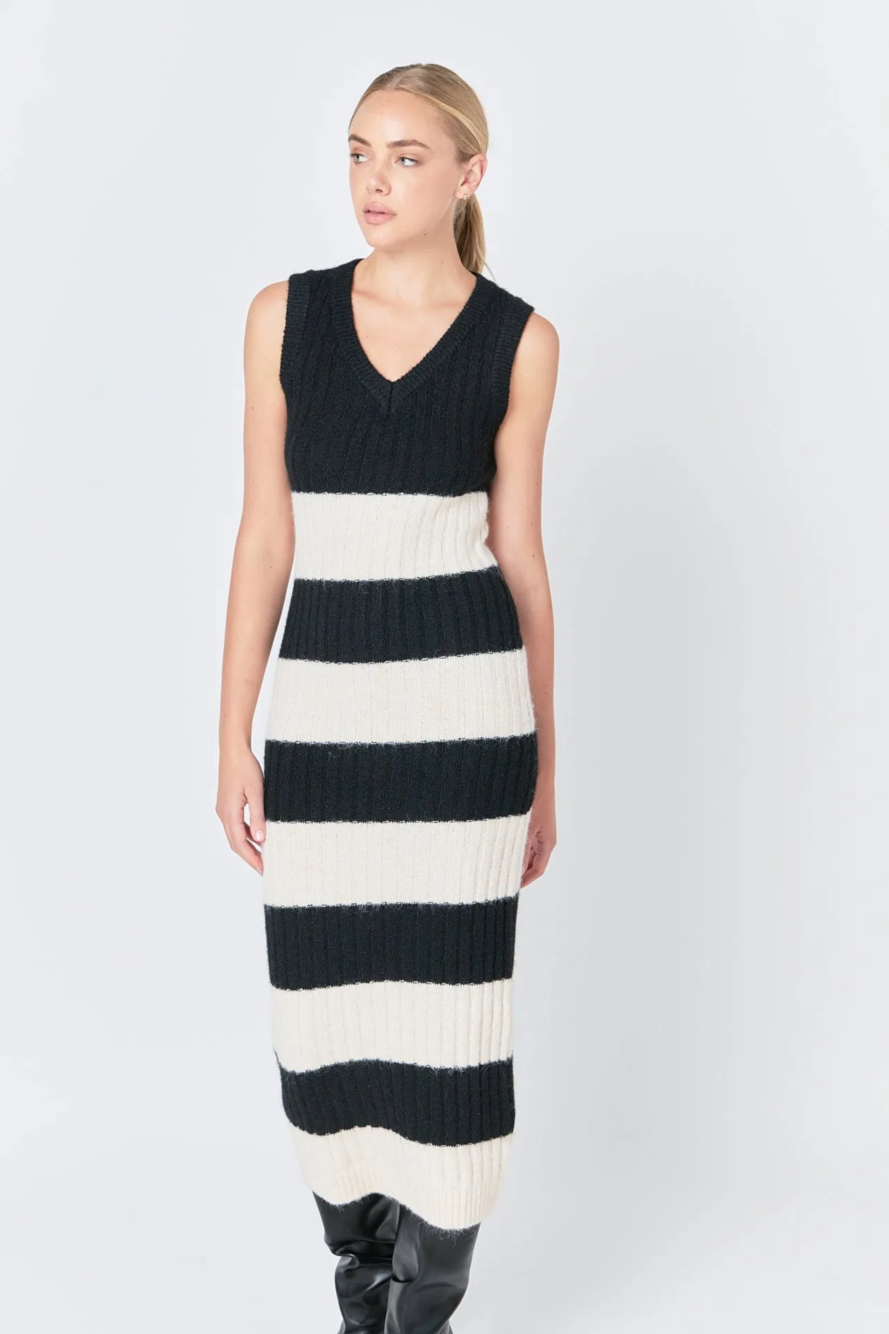 Endless Rose - Striped Knit Midi Dress