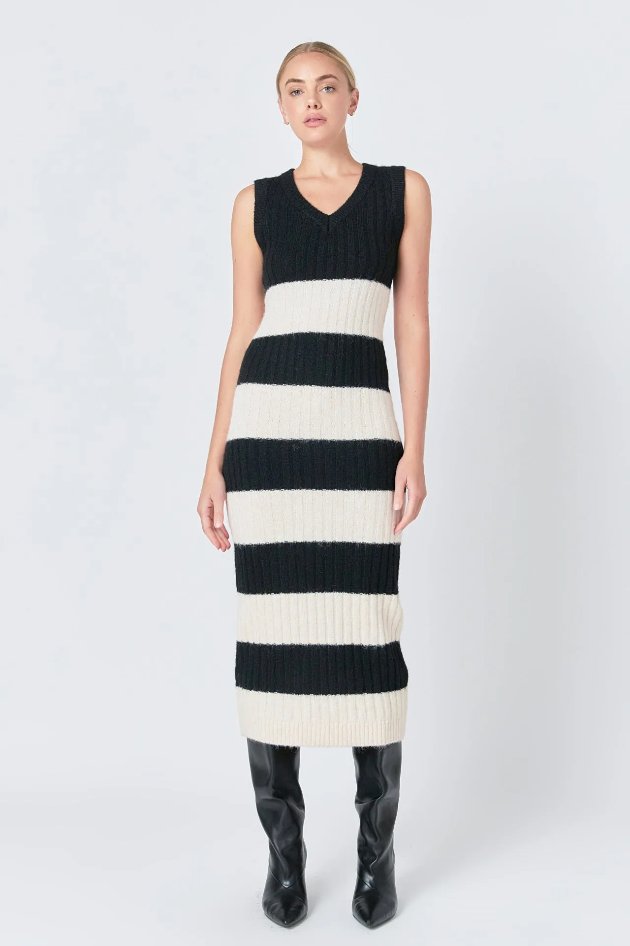 Endless Rose - Striped Knit Midi Dress