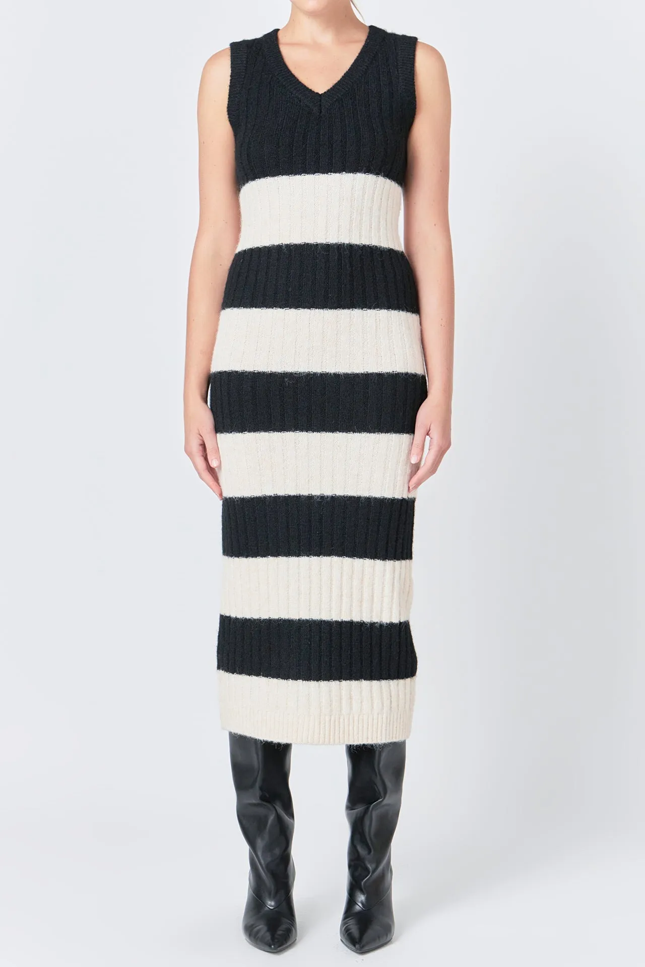 Endless Rose - Striped Knit Midi Dress