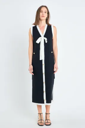 English Factory - Knit Midi Dress With Ribbon Tie