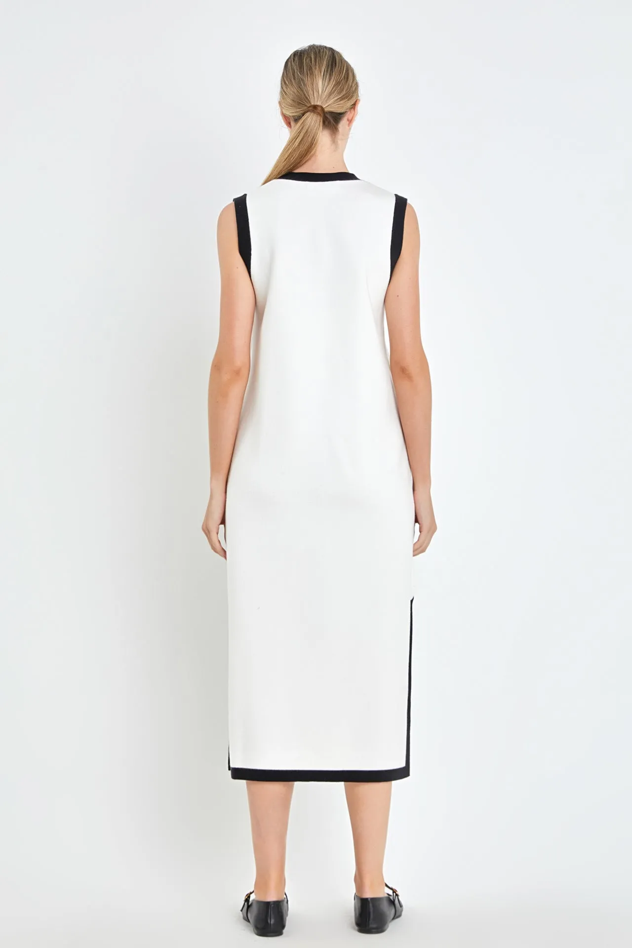 English Factory - Knit Midi Dress With Ribbon Tie