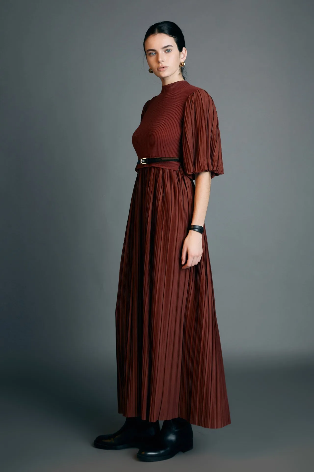 English Factory - Pleated Mix Media Maxi Dress