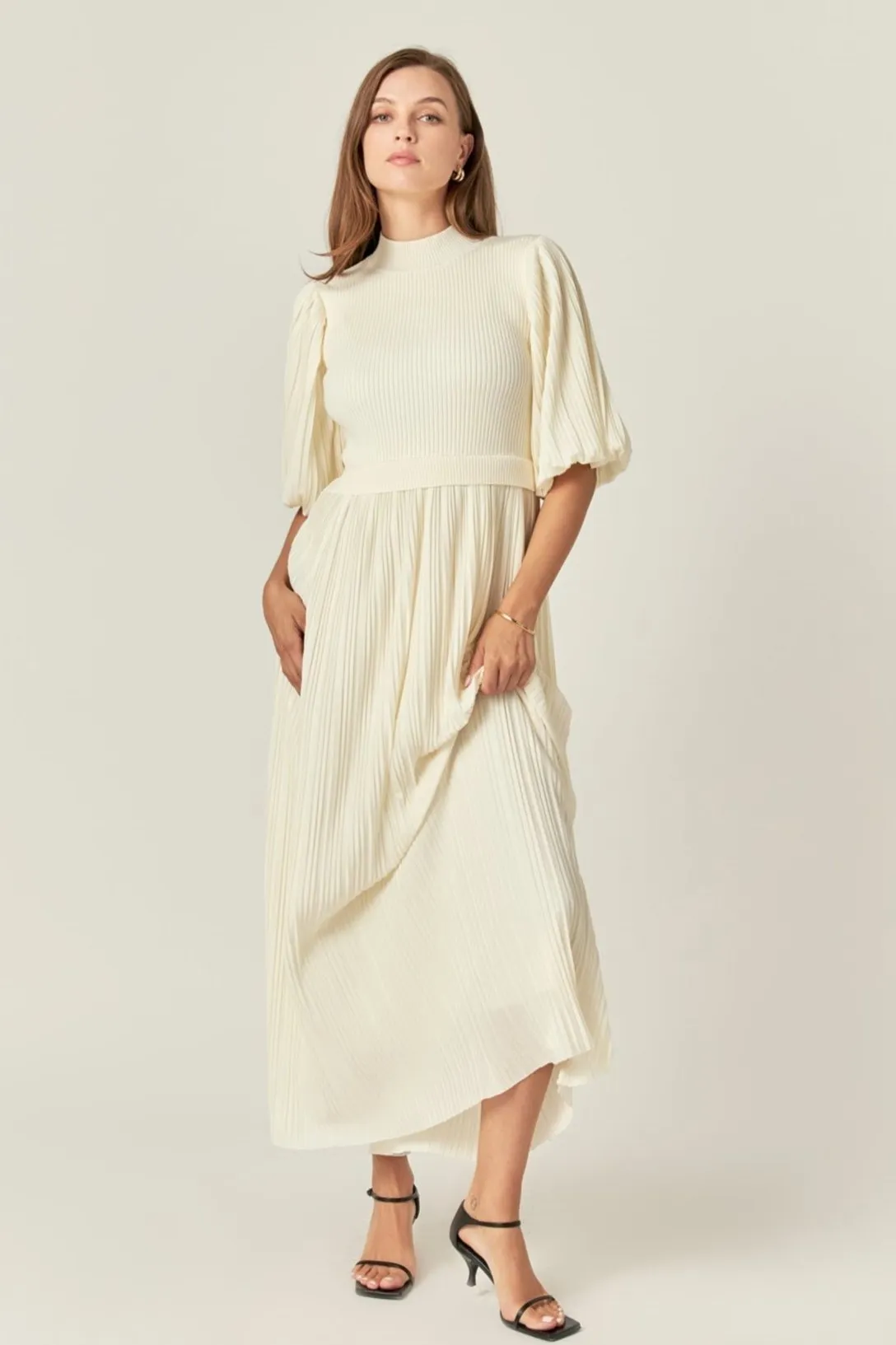 English Factory - Pleated Mix Media Maxi Dress