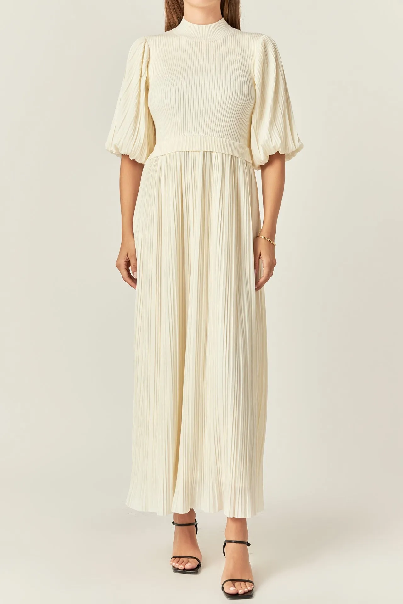 English Factory - Pleated Mix Media Maxi Dress