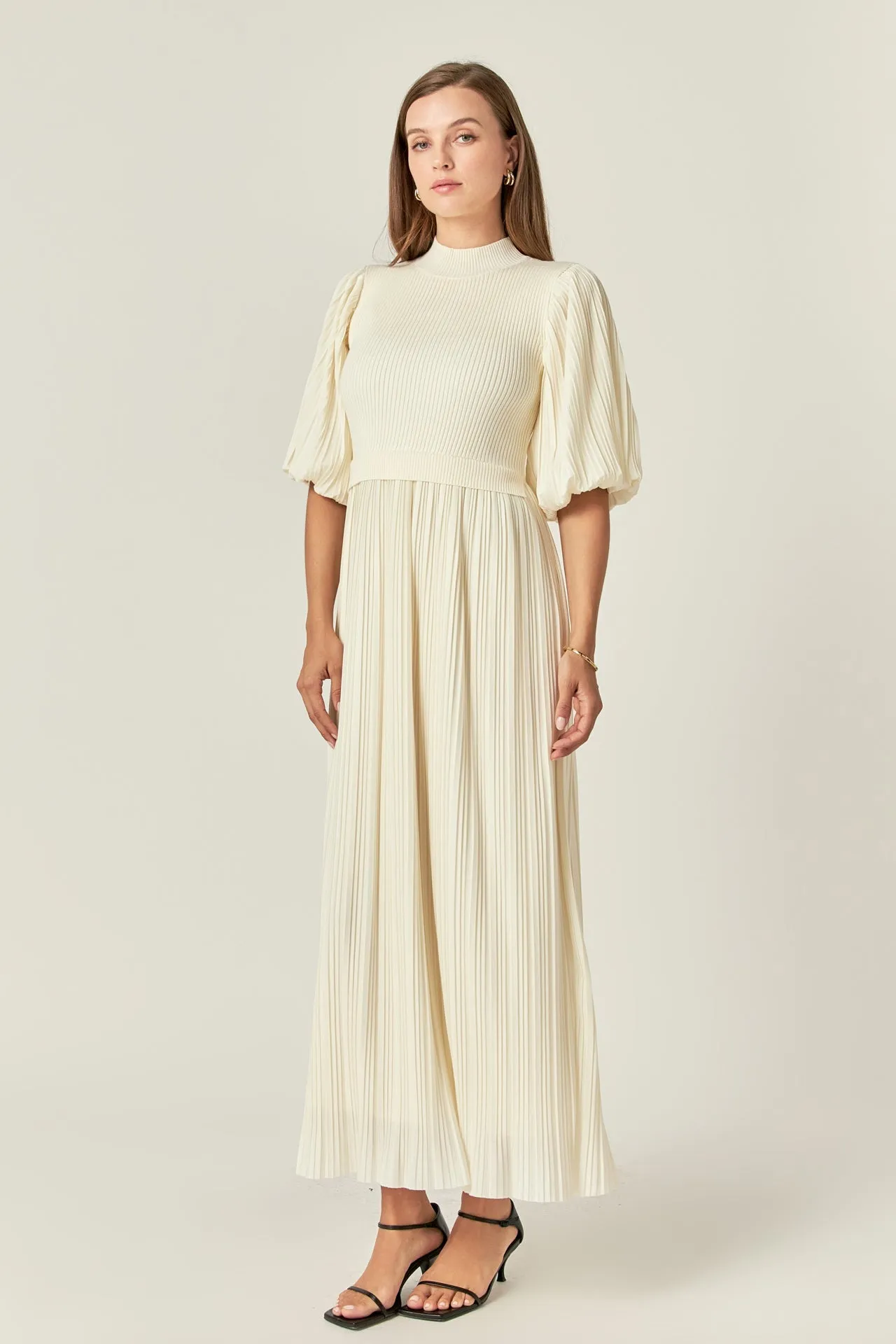 English Factory - Pleated Mix Media Maxi Dress