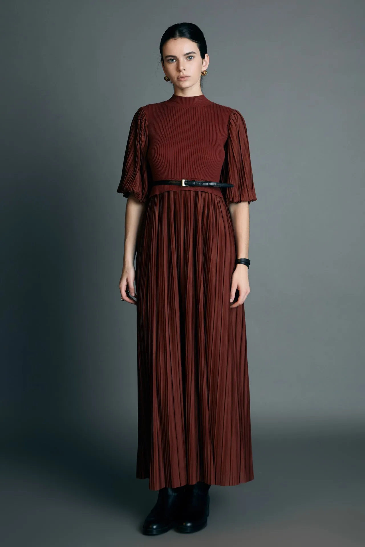 English Factory - Pleated Mix Media Maxi Dress