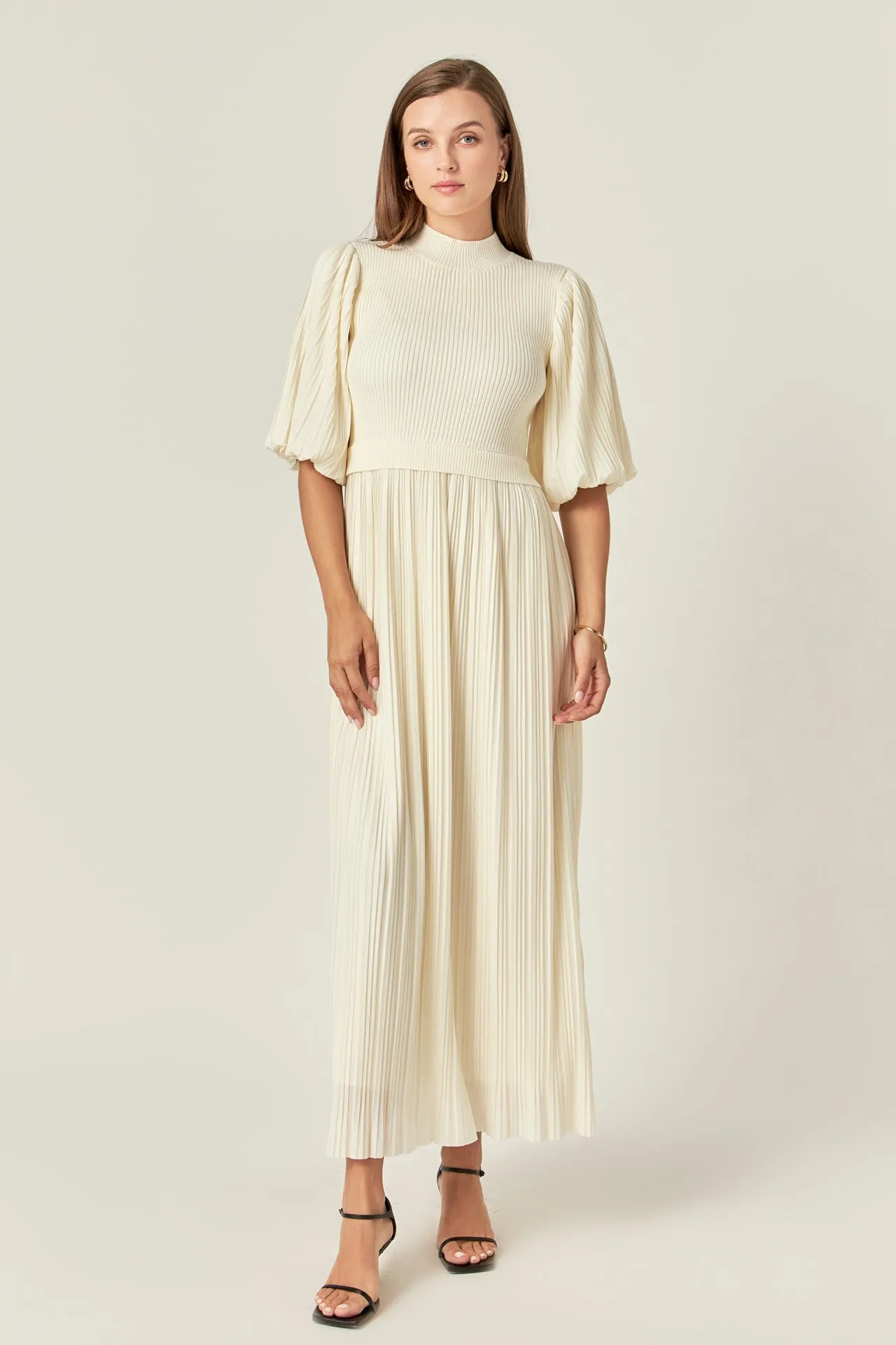 English Factory - Pleated Mix Media Maxi Dress