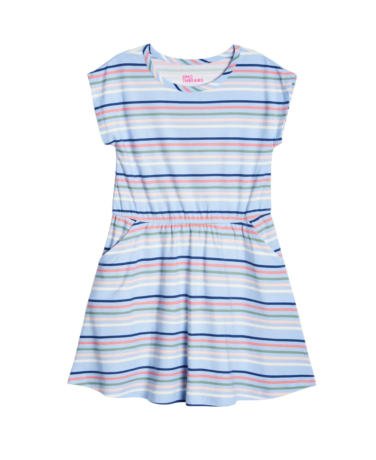 Epic Threads Toddler Girls Stripe Dress with Pockets- Horizon Blue