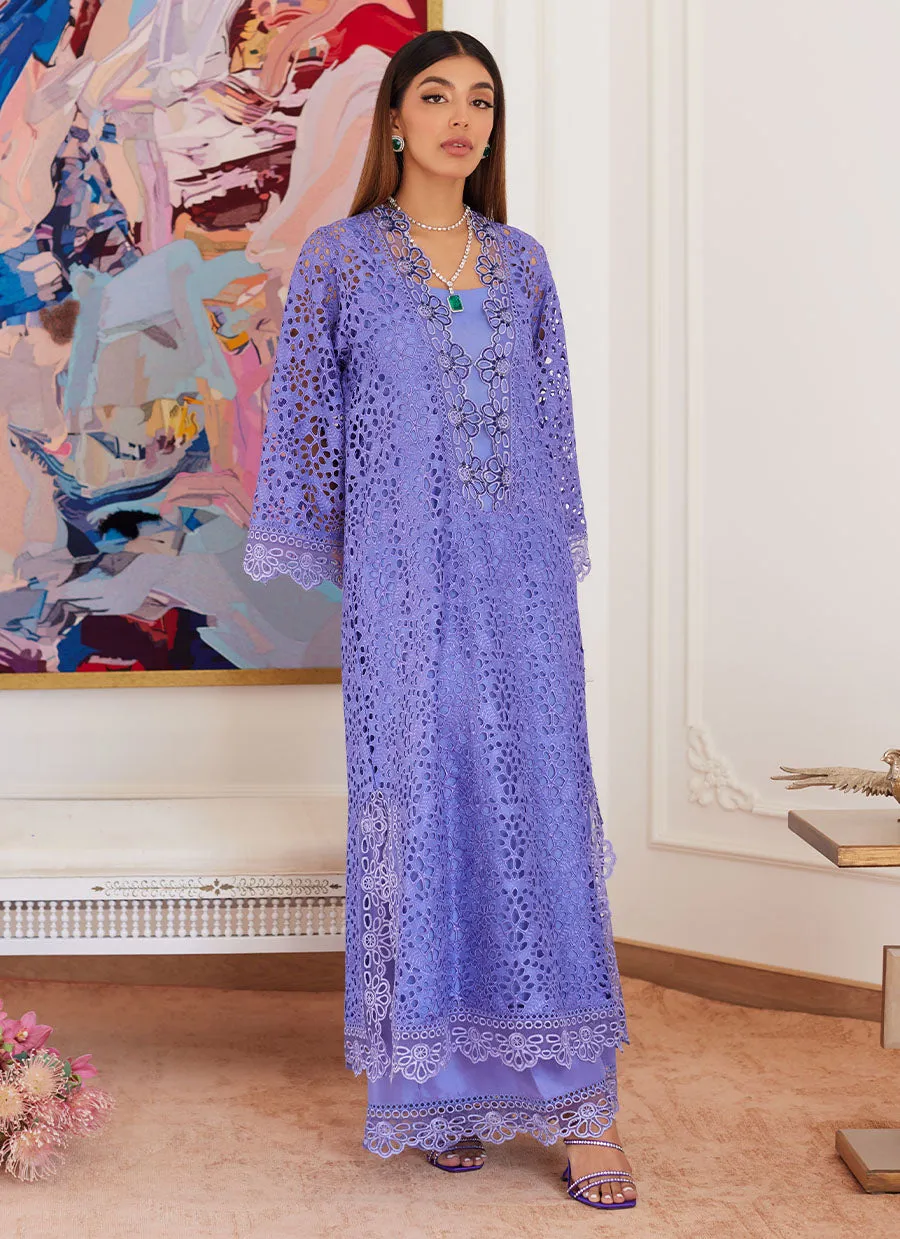 Evanthia Periwinkle Rawsilk Schiffli Long Shirt