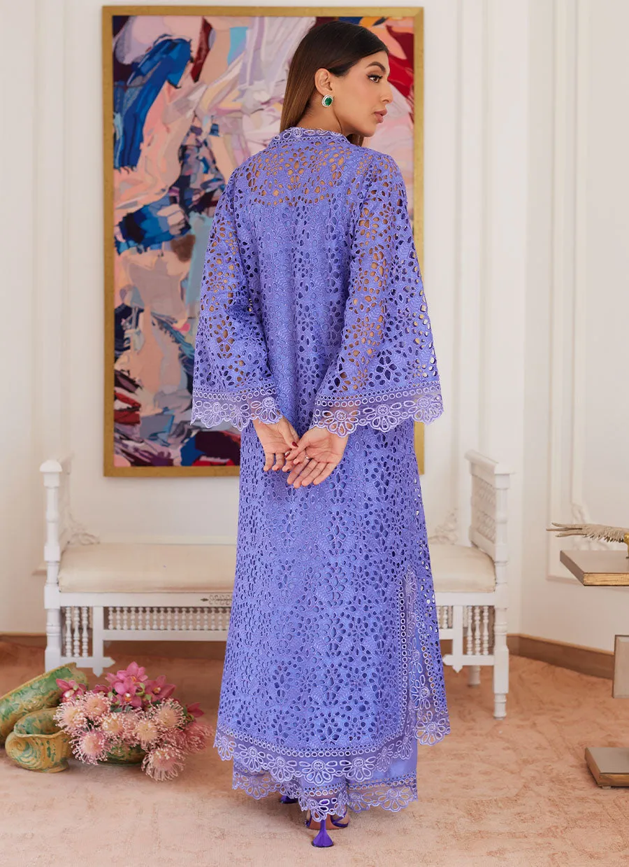 Evanthia Periwinkle Rawsilk Schiffli Long Shirt