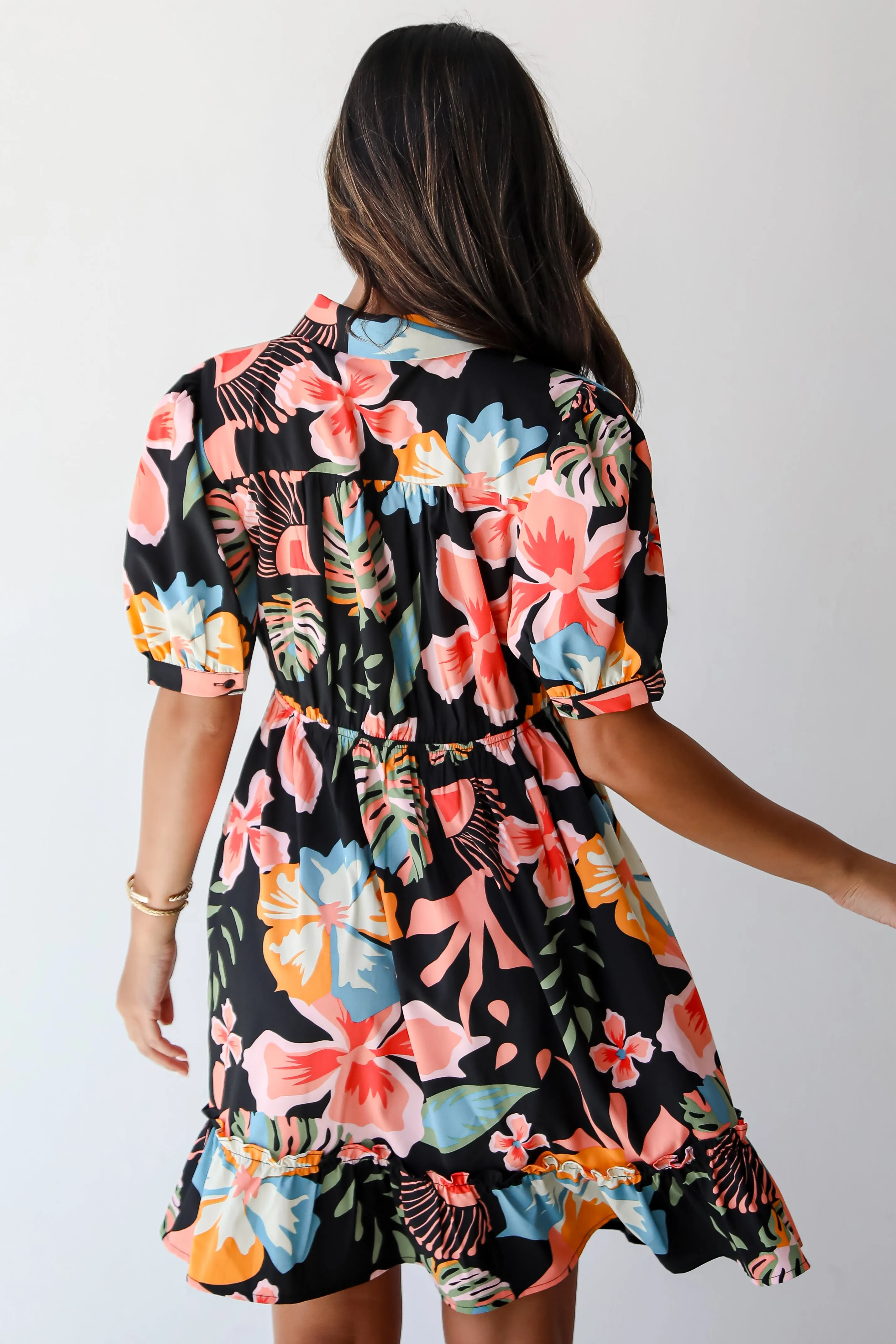 FINAL SALE - Decidedly Beloved Black Floral Mini Dress